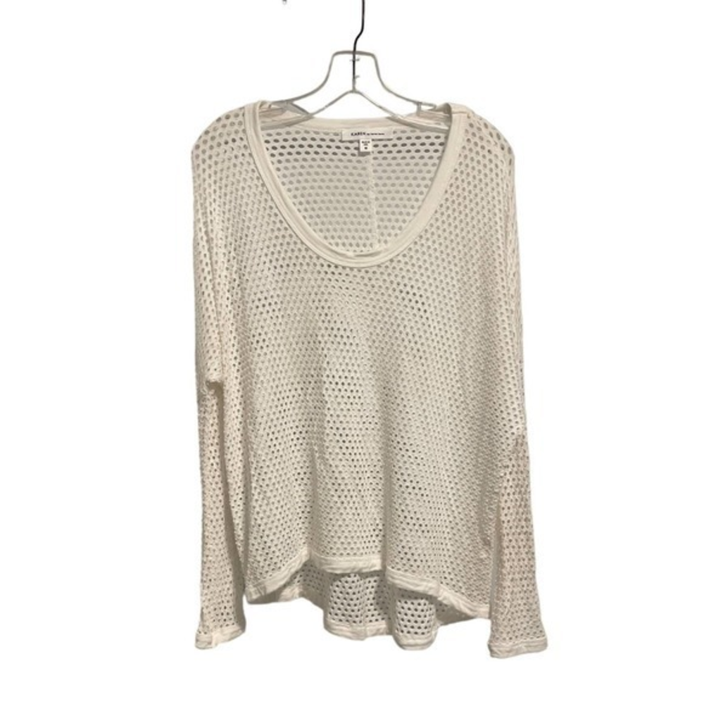Karen by Karen‎ Kane White Mesh Long Sleeve Top Medium Pre-owned
